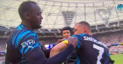 Usain Bolt's touching gesture for Andriy Shevchenko and Ukraine before Soccer Aid game