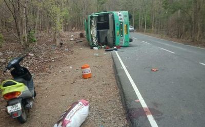 Andhra Pradesh: Five killed, four injured as bus overturns in Chintoor Agency