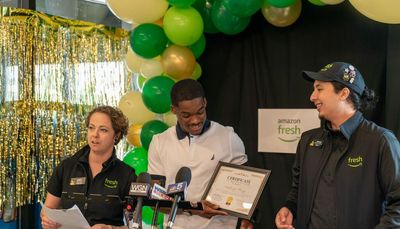 Anthony Perry honored by Amazon Fresh for rescuing man from CTA tracks