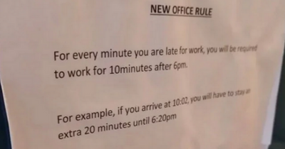 Boss slammed over strict office rule for staff who arrive just one minute late
