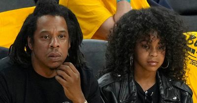 Blue Ivy is the double of mum Beyonce as she scolds Jay-Z for touching her hair