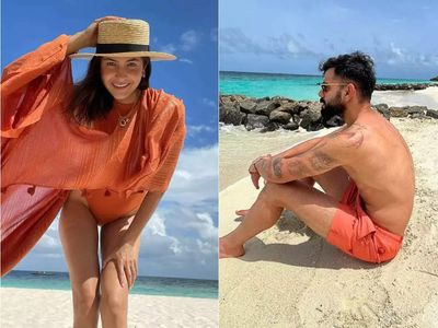 Virat Kohli and Anushka Sharma colour-coordinate on the beach