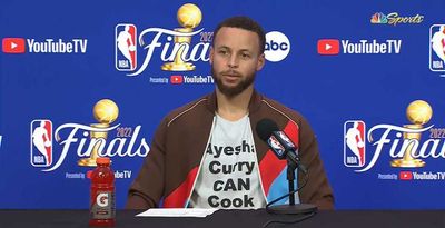 Steph Curry wore a shirt defending his wife Ayesha after Celtics fans said she couldn’t cook