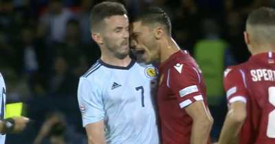 John McGinn HEADBUTTED by raging Armenia player just days after throwing a bottle at linesman
