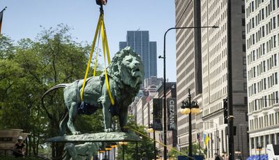 Art Institute’s famous lions head out for a deep cleaning