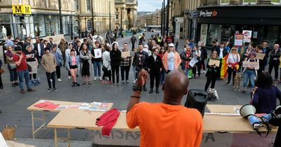 People gather at Grey's Monument in protest against Government's plan to send asylum seekers to Rwanda