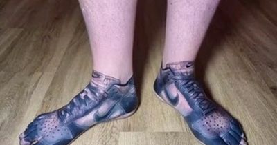 Man 'tired of paying' for expensive trainers has Nikes TATTOOED onto his feet