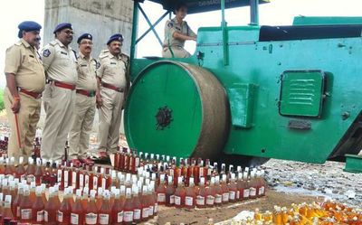 Huge cache of liquor destroyed in Prakasam