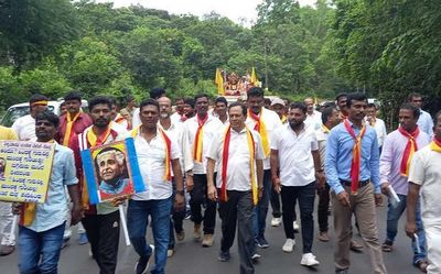 Textbook controversy: Padayatra taken out from Kuppali to Tirthahalli