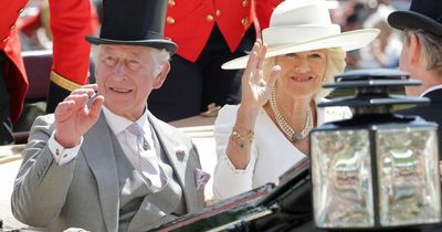 Prince Charles and Camilla beam in their carriage as they join TV stars at Royal Ascot