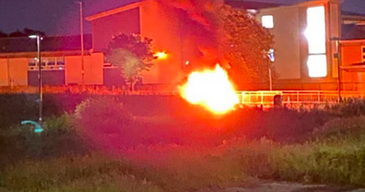 Car explodes into flames in Glasgow street as cops hunt driver who fled scene