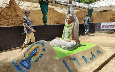 Mysuru sand artist creates PM Modi model for Yoga Day