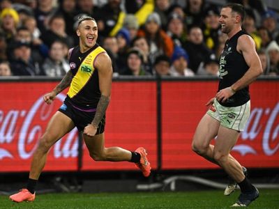 Tigers hold off Blues in tight AFL tussle