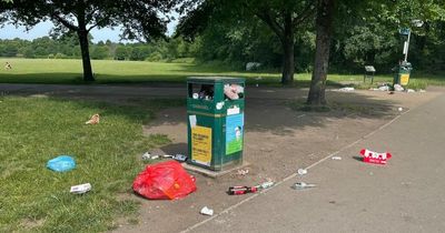 Rubbish left strewn across Cardiff park after days of hot weather