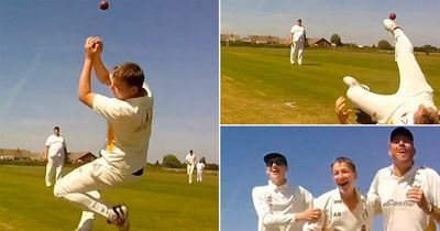 Bowler pulls off 'greatest dropped catch ever' as fans go wild for ridiculous footwork