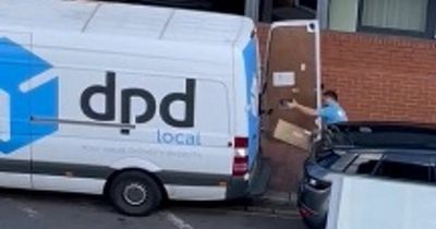 Raging delivery driver filmed hurling parcels into van and booting £700 hoover sacked