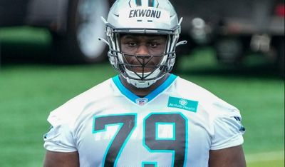 Watch: Panthers OT Ikem Ekwonu does ‘Ickey Shuffle’ after minicamp TD