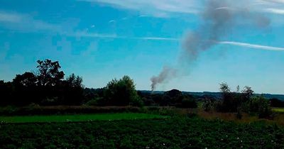 Russian fighter jet crashes into ground in burning wreck close to Ukrainian border