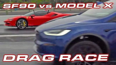 Watch Ferrari SF90 Stradale Drag Race Tesla Model X Plaid