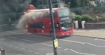 Double-decker bus bursts into fireball as passengers flee 'frightening' scene
