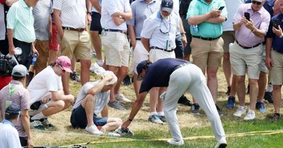 US Open fan clutches his face on floor as Phil Mickelson hits spectator with stray ball