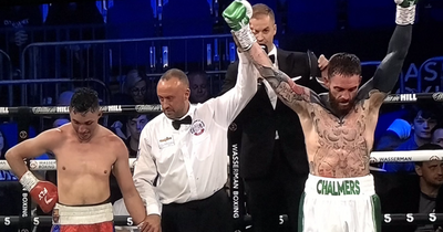 Geordie Shore star Aaron Chalmers labours to points win in boxing debut