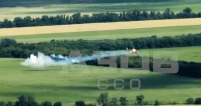 Russian helicopter blasted by Ukrainian missile before crashing in huge fireball