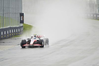 Schumacher and Zhou celebrating in the rain