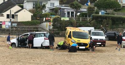 AA van gets stuck on West Country beach with car it was attempting to rescue