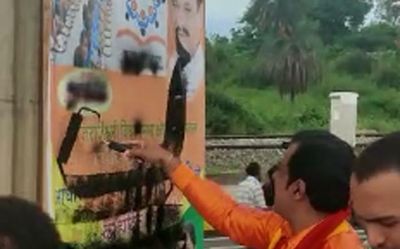 Kannada activists blacken Hindi flex boards ahead of Modi visit