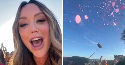 Charlotte Crosby announces unborn baby's sex at unique rooftop gender reveal party