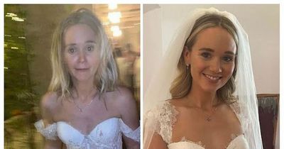 Former Hollyoaks star shares brilliant 'after' photo of ruined dress on her wedding day as she marries co-star
