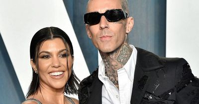 Travis Barker shows off Kourtney Kardashian's lacy underwear emblazoned with his name