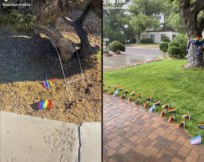 Man plasters his home with Pride decor after vandals attacked lawn flag: ‘If one flag bothered you that much, you are going to hate me after this’