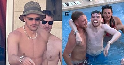 Jack Grealish stuffs cans in shorts at boozy Las Vegas pool bash with Andy Robertson