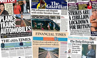 ‘Britain runs into the buffers’: what the papers say about the rail strikes
