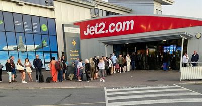 Passengers 'sat on floor of Leeds Bradford Airport' as long queues hit restaurants and bars too says frequent flyer