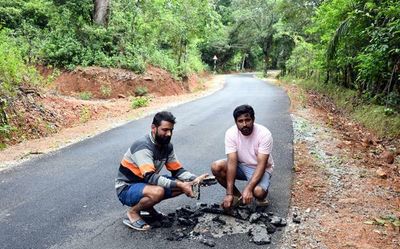 Surface of new road is peeling off, villagers peeved