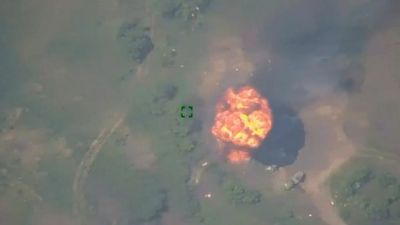 Moment Ukrainian Artillery Destroys Russian Multiple Rocket Launcher Vehicles