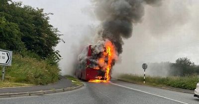 Passengers evacuated after bus bursts into flames on busy road in Maynooth