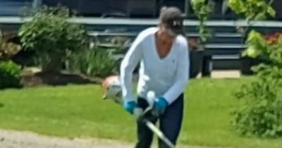 Woman 'ruins neighbour's wedding' by strimming grass as couple read their vows to family