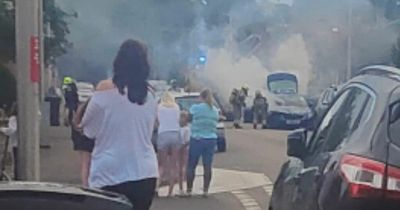 Taxi bursts into flames on Scots road as emergency services race to scene