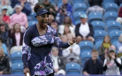 Serena Williams makes winning return after year out in Eastbourne doubles
