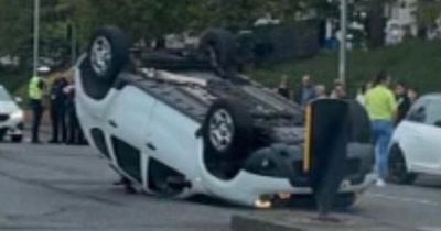 Car flips onto roof in horror crash on Ayr street