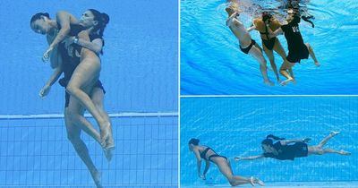 Terrifying moment US swimmer faints in pool before her coach jumps in to save her life