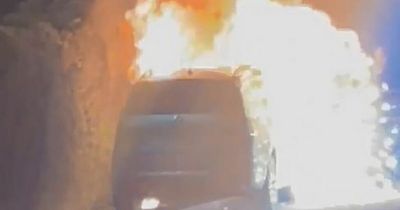 Dramatic moment BMW explodes as it's engulfed in flames following 'suspected arson attack'