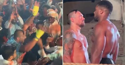 Oleksandr Usyk dances with fans after rematch face-off with Anthony Joshua