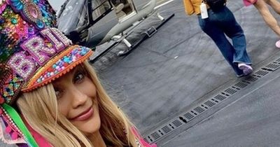 Laura Whitmore's Glastonbury hen do - helicopter arrival and Love Island outfit tribute