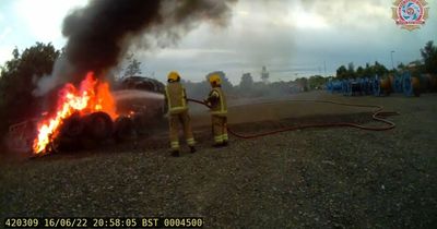 Bodycam footage shows how dozens of firefighters spent hours tackling blaze which caused explosions in Wallsend