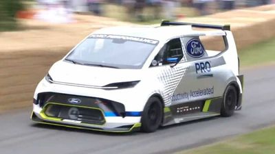 See Ford Electric SuperVan Silently Blast Up The Hill At Goodwood